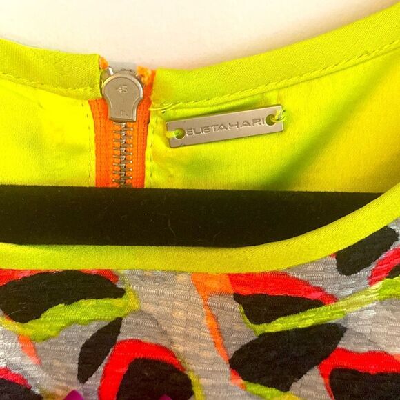 Elie Tahari Cotton/Silk-Blend Sheath Dress with Neon Accents - Picture 5 of 6